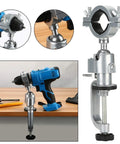360 Degree Bench Clamp Vise Grinder Holder for Electric Drill Stand with aluminum construction and 360 rotation, 45 tilt.