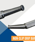 Beefy Chrome Combination Winch Bar With Non Slip Grip For Flatbed Winches And Chain Binders Thirty Four And A Half Inch Leverage Tool With Rounded Head And Square End Heavy Duty Steel For Extra Torque And Easy Load Tightening, close-up of textured grip