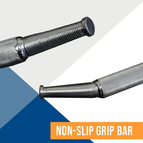 Beefy Chrome Combination Winch Bar With Non Slip Grip For Flatbed Winches And Chain Binders Thirty Four And A Half Inch Leverage Tool With Rounded Head And Square End Heavy Duty Steel For Extra Torque And Easy Load Tightening, close-up of textured grip