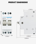 Compact Manual Transfer Switch For Home And Generator AC 110V To 240V Dual Power Drop In 2P 63A DIN Rail dimensions