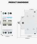 Manual Transfer Switch For Home And Generator, 110V To 240V AC Quick Switching, Dual Power Changeover, DIN Rail Mounted, High Performance, Flame Retardant Shell, Copper Contacts For Reliable Power, Simple Manual Operation, 3.2 x 1.37 inch front view