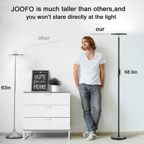 Sky LED Modern Torchiere Floor Lamp With Remote And Touch Control, Ultra Bright 30W 2400LM Tall Pole Light, 3 Color Temperatures, No Fuss Dimming, Ideal For Living Room Bedroom Office, Black Finish