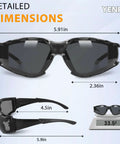 Premium Wrap Around Antifog Safety Glasses With Protective Eyewear And Foam Seal Gasket Offering Kick Ass Impact Shield and Snag Free Vision On Heavy Duty Worksites Daily dimensions and weight.
