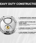 Keyed Disc Padlock 2 Pack Stainless Steel Heavy Duty Locks With 3/8 Inch Shackle Waterproof Rustproof For Storage Warehouse Garage Outdoor Use Keyed Different