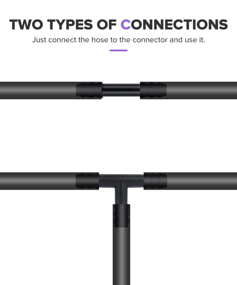 Two types of connections in Six Piece 5 Foot Silicone Vacuum Hose Kit With 64 Connectors for cars and boats piping system.