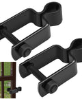 Heavy Duty Square Post Female Gate Hinges For Chain Link Fences Black Hot Dipped Galvanized Steel With Bolts showing two hinges.