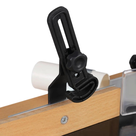 Detail of adjustable fence clamp on Solid Build Router Table With Heavy Duty Stand And Adjustable Fence Premium Mdf Workbench.