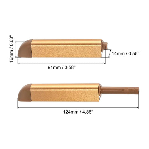 Push To Open Door Latch Set Aluminum Alloy Magnetic Latches For Hidden Doors Cabinets RV Drawers Kitchen Cupboard Gold Finish Dimensions