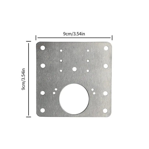 Four Pack Heavy Duty Stainless Steel Hinge Repair Plates With Matching Screws Fix Wobbly Cabinet Doors For Wood Furniture Shelves Quick Install No Sweat Built Tough Real Deal Quality, 9cm metal plate with mounting holes.