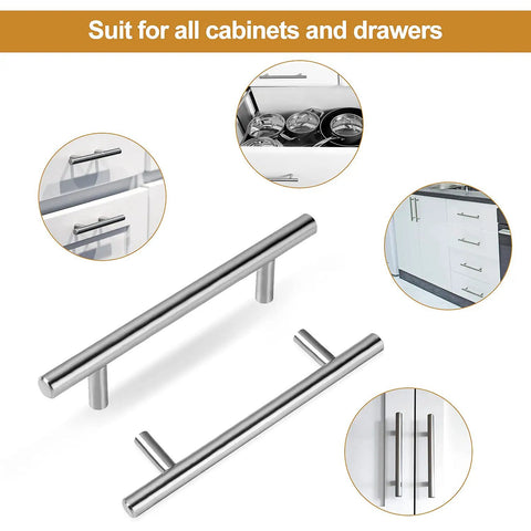 Budget Friendly Six Inch Brushed Nickel Cabinet Pulls Set Of 45 For Stainless Steel Kitchen Cabinets, 96mm Hole Center display