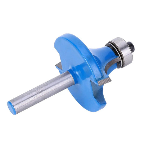 Heavy Duty 1/4 Inch Shank Round Over Router Bit For MDF And Solid Wood With YG8 Alloy Cutter close-up, blue color, ideal for smooth trimming.
