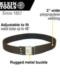 2 Inch Wide Electrician Tool Belt, Adjustable Up To 48 Inch Waist, Beefy Nylon Webbing With Quick Release Metal Buckle displayed