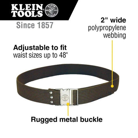 2 Inch Wide Electrician Tool Belt, Adjustable Up To 48 Inch Waist, Beefy Nylon Webbing With Quick Release Metal Buckle displayed
