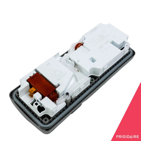 Dishwasher Detergent And Rinse Aid Dispenser Gray Replacement Part For Easy Drop In Install with wiring connectors shown