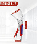 9 Inch Needle Nose Locking Pliers With Cr V Steel Jaws Adjustable Clamping Screw heavy duty size image showing dimensions and grip.