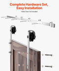 Six Foot Brushed Nickel Sliding Barn Door Hardware Kit For 36 Inch Wide Door, 330 Lb Weight Capacity, Fits Doors From One And Three Eighths Inch To One And Three Quarters Inch Thick, Built To Last With Heavy Duty Track And Quiet J Shape Rollers.
