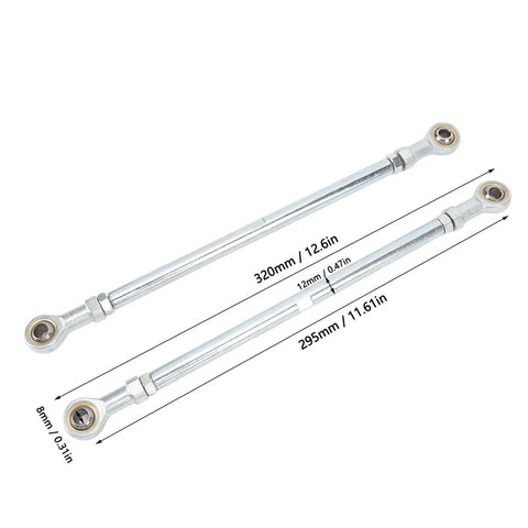 One Pair 295mm 8mm Steering Tie Rod Kit for Go Kart and ATV Racing Carts Beefy Racer Grade Heavy Duty Steel Alloy