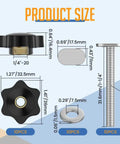 Product size details for Ten Pack 1/4-20 T Track Knob Kit With 1-1/4 Inch T-Slot Bolts, Star Knobs And Washers For Woodworking Jigs.