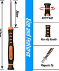 Slick Ten Piece Magnetic Torx Screwdriver Set With T2 Through T15 Security Drivers shown with swivel cap, non-slip handle, and magnetic tip.