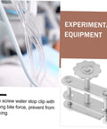 Twenty Pack Spring Water Stop Clip Tubing Clamps For Lab Flow Control And Leakproof Pro Grade Scientific Experiments Ideal For Research And Teaching Labs Medical And Industrial Applications shown with tubing and clamp close-up