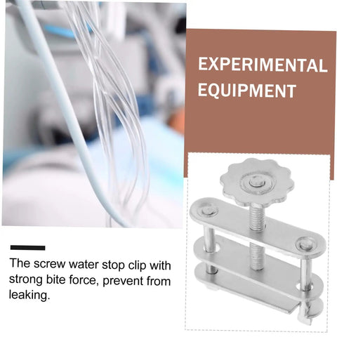 Twenty Pack Spring Water Stop Clip Tubing Clamps For Lab Flow Control And Leakproof Pro Grade Scientific Experiments Ideal For Research And Teaching Labs Medical And Industrial Applications shown with tubing and clamp close-up