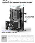 Open Air PC Test Bench Frame For DIY Rig Builds Heavy Duty Steel Desktop Chassis Rack Stand Fits ATX ITX MATX Motherboards Black Powder Coated 2mm Steel Compact 300x182x347mm Profile, vertical view with GPU installed