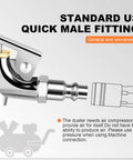 2 Way Connection Air Nozzle Blow Gun With Rubber Tip And One Quarter Inch Quick Fitting Air Compressor Blower