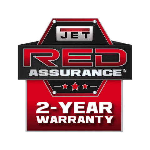 JET RED ASSURANCE logo featuring 2-YEAR WARRANTY for Heavy Duty Industrial Milling Machine With X And Y Axis Power Feed.
