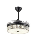 Crystal Ceiling Fan Lights With Remote Retractable Blades 42-Inch Black Chandelier Ceiling Fan variable speed LED light