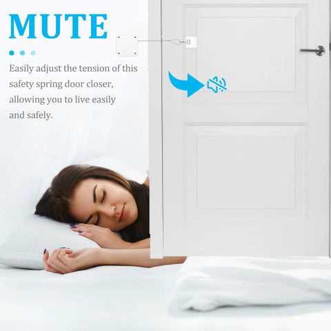 Nail Free Automatic Rope Door Closer For Bedroom And Home Use, Quiet Interior Door Closer with woman sleeping peacefully
