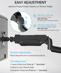 Triple Monitor Desk Mount For Up To 27 Inch Screens, Heavy Duty Arm System with tension and tilt adjustment instructions