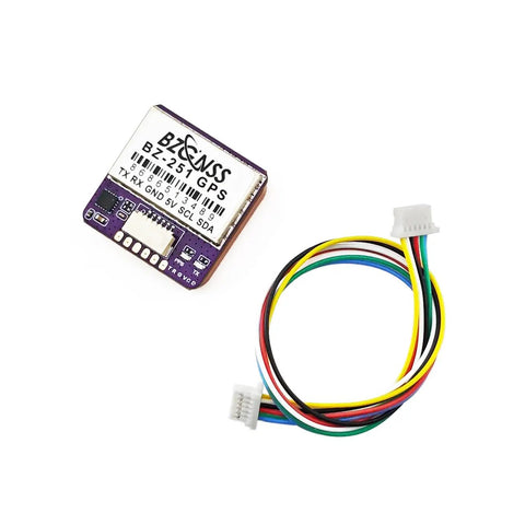 FPV GPS Module BZ251 With Bracket M10 Chip GNSS Receiver for drones and RC, shown with colorful connection cable