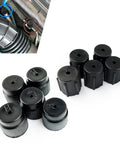 10 Pack A/C Valve Core Port Caps for Most Cars, Heavy-Duty ABS Plastic, Leak-Proof and Dust-Proof Protection, view of caps in use