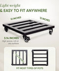 Lockable Heavy Duty Plant Caddy Trolley With 12 Inch Wheels Steel Construction 385 Lb Capacity Rustproof Matte Coat