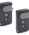 Universal Garage Door Opener Remote 2 Pack For Sears Craftsman LiftMaster Chamberlain Models 1993 To Present With Purple Red Orange Yellow Green Learn Button Powerhead And More 1345 1355 1356 3220 shown with two remotes and visor clips