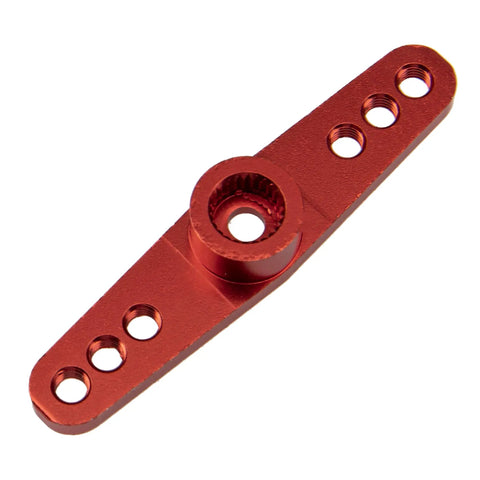 Red CNC 25T servo horn double arm for RC cars, fits Futaba Savox Power HD HSP MG Traxxas Axial Tamiya HPI WLtoys SCX01