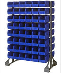 Double Rail Hanging Unit With 92 Heavy Duty Blue Bins organized in a sturdy metal frame for efficient storage and accessibility.