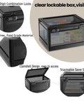 Massive 24 Liter Lockable Storage Box For Meds And Personal Items With 3 Combo Lock Stackable Safe Box displayed with features