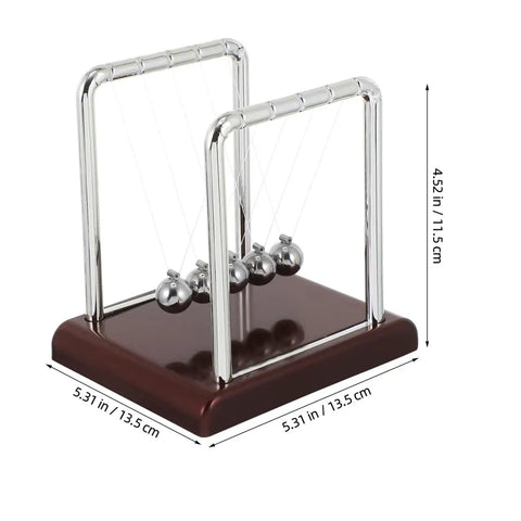 Cradle Pendulum Balls Physics Teaching Gadget For Home Office And Classroom, 5.31 x 5.31 in metal frame on desk