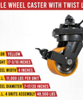Four Pack 8 Inch ISO Shipping Container Caster Wheels With Brakes 11000 Lbs WLL Per Wheel Swivel Plate With Twist Lock showing details