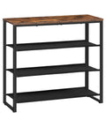 4 Tier Shoe Rack Storage Organizer with Three Oxford Fabric Shelves and Top Panel Space Saving Setup for Entryway and Closet