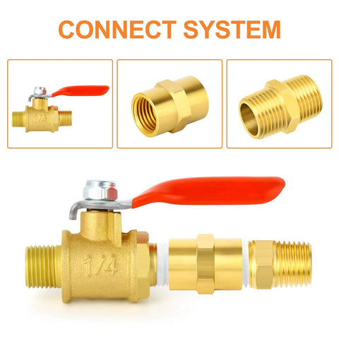 12 Piece Brass Pipe Fitting Set With Hex Nipple And Hex Coupler One Quarter Inch NPT Male To One Quarter Inch NPT Female Threads