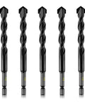 Ten Piece Masonry Drill Bits Kit For Concrete Stone Brick Tile Glass Plastic Ceramic And Wood From Five Thirty Two To One Half Inch Sizes With One Quarter Inch Hex Shank Designed For Impact Drills And Rotary Tools, featuring five 1/2 inch bits