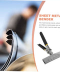 Metal Bending Pliers 150mm Flat Plate Jaw HVAC Hand Seamers for roofing shown alongside bent sheet metal.