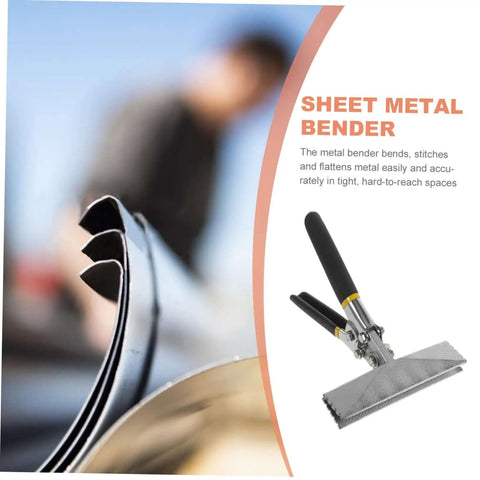 Metal Bending Pliers 150mm Flat Plate Jaw HVAC Hand Seamers for roofing shown alongside bent sheet metal.
