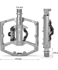 Dual Function Bicycle Pedals With Flat And Clipless Sides Nine Sixteenth Inch Platform Pedals SPD Compatible Silver Alloy