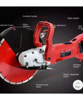 Heavy Duty 14 Inch Wall Grooving Machine Handheld Angle Grinder For Concrete Marble Slotting With Adjustable Depth And Dust Free Design For Slick Straight Cuts On Any Masonry Or Drywall Project, featuring diamond saw blade and adjustable depth.