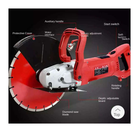 Heavy Duty 14 Inch Wall Grooving Machine Handheld Angle Grinder For Concrete Marble Slotting With Adjustable Depth And Dust Free Design For Slick Straight Cuts On Any Masonry Or Drywall Project, featuring diamond saw blade and adjustable depth.