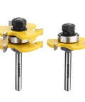 Top Shelf Quarter Inch Shank Tongue And Groove Router Bits Two Piece Set Heavy Duty Carbide Milling Cutter With Smart Anti Kickback Guard for woodworking