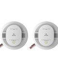 Hardwired Smoke And Carbon Monoxide Detector Pack With Voice Alerts Interconnectable LED Warning Light Indicators AA Battery Backup 2 Pack For Whole Home Safety.